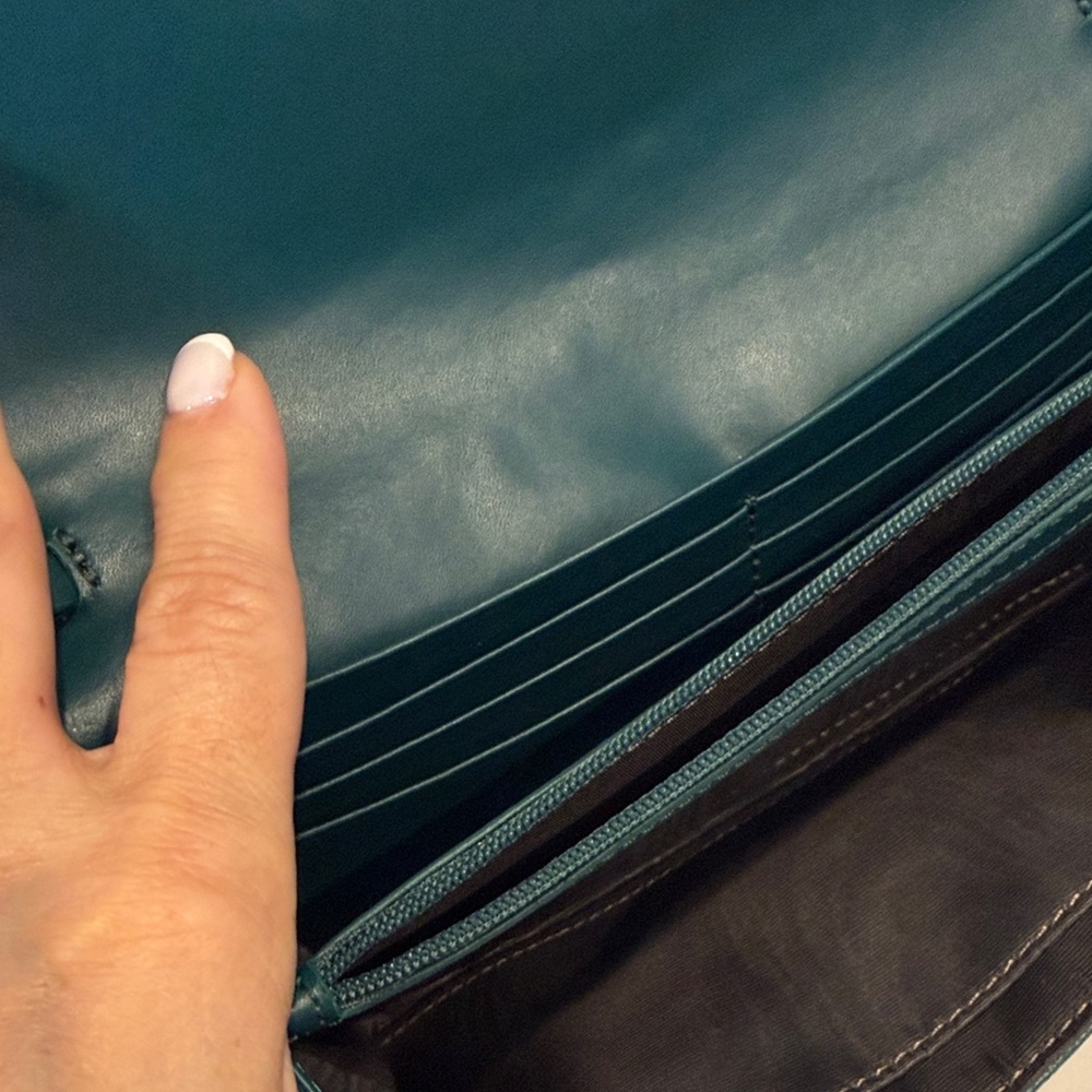 Furla Teal Clutch with Gold Chain - Picture 9 of 9